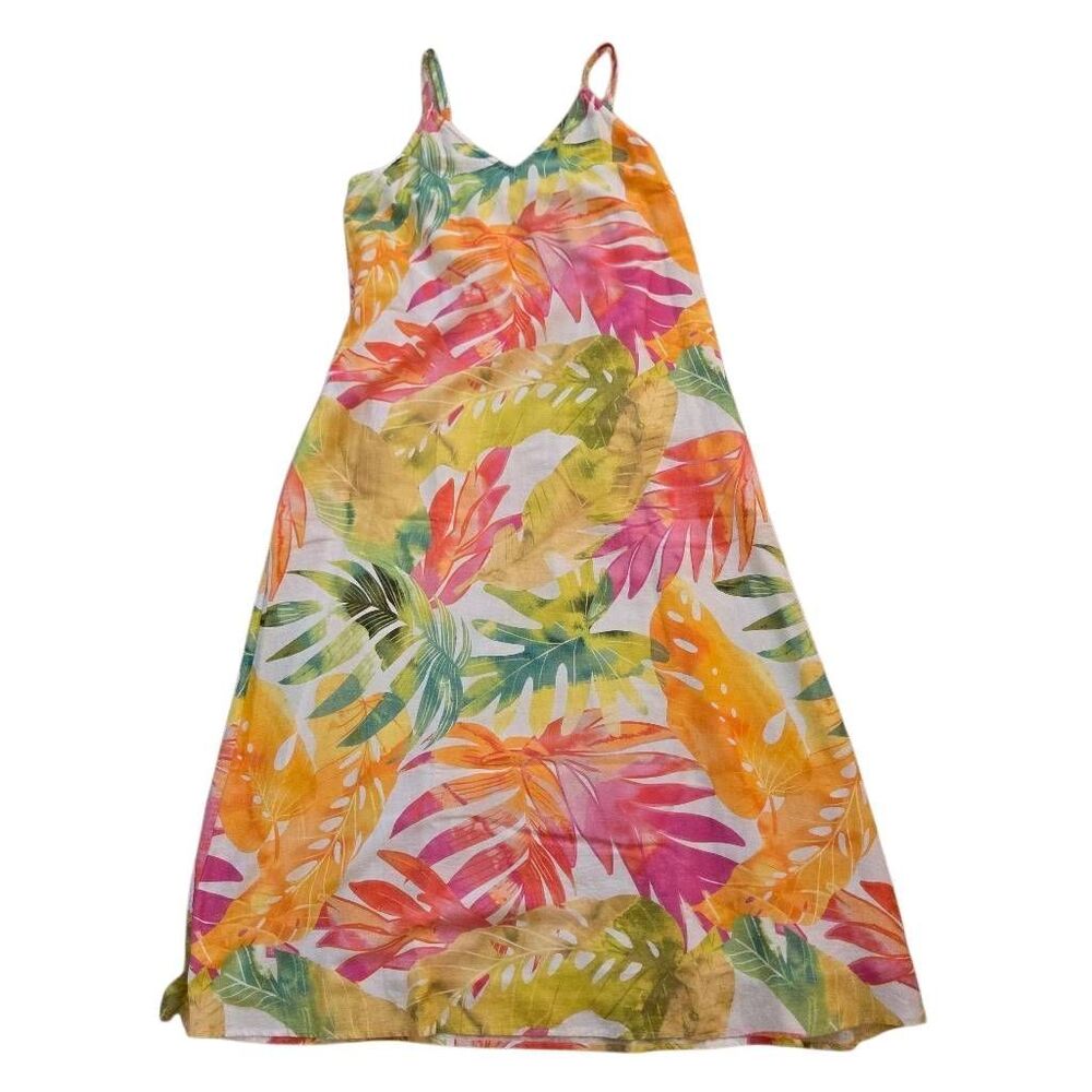 Tommy Bahama Womens Tropical Floral Palm Leaf Print Maxi Dress Medium - Picture 12 of 12